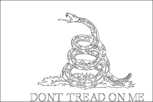 Contorno della bandiera Gadsden (USA 1775 ca.) da colorare