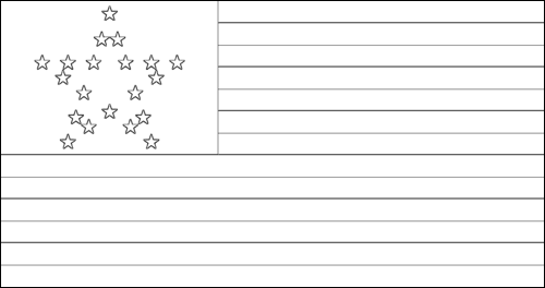 Contorno della bandiera Great Star (USA 1818-1819) da colorare