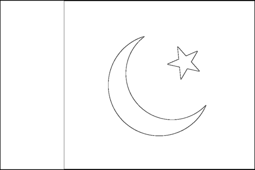Contorno della bandiera Pakistan da colorare