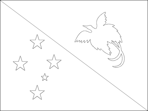 Contorno della bandiera Papua Nuova Guinea da colorare