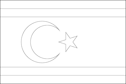 Contorno della bandiera Repubblica turca di Cipro del Nord da colorare