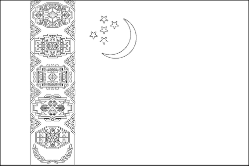 Contorno della bandiera Turkmenistan da colorare