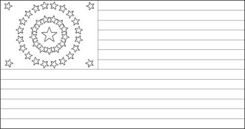 Contorno della bandiera USA 38 stelle (1877 - 1890) da colorare